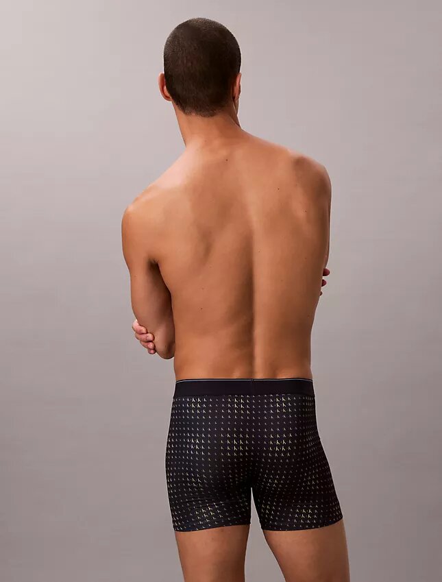 Cueca boxer elástica em microfibra com Monogram gráfico Cueca boxer elástica em microfibra com Monogram gráfico