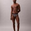 Cueca de cintura baixa em microfibra elástica com monograma gráfico Cueca de cintura baixa em microfibra elástica com monograma gráfico