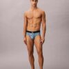 Cueca de cintura baixa em microfibra elástica com monograma gráfico Cueca de cintura baixa em microfibra elástica com monograma gráfico