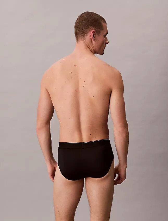Cueca de cintura baixa em microfibra elástica com monograma gráfico Cueca de cintura baixa em microfibra elástica com monograma gráfico