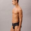 Cueca de cintura baixa em microfibra elástica com monograma gráfico Cueca de cintura baixa em microfibra elástica com monograma gráfico