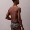 Cueca de cintura baixa em microfibra elástica com monograma gráfico Cueca de cintura baixa em microfibra elástica com monograma gráfico