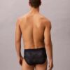 Cueca de cintura baixa em microfibra elástica com monograma gráfico Cueca de cintura baixa em microfibra elástica com monograma gráfico