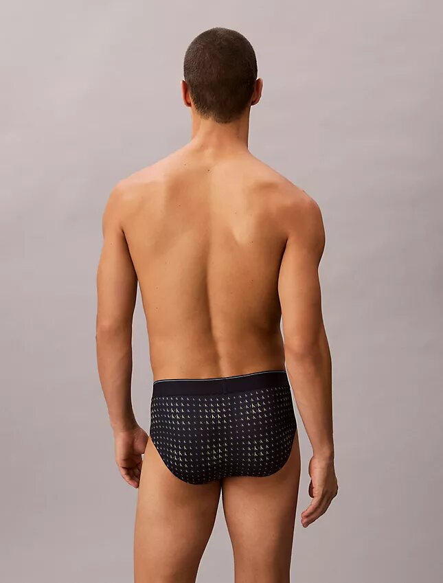 Cueca de cintura baixa em microfibra elástica com monograma gráfico Cueca de cintura baixa em microfibra elástica com monograma gráfico