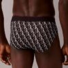 Cueca de cintura baixa em microfibra elástica com monograma gráfico Cueca de cintura baixa em microfibra elástica com monograma gráfico