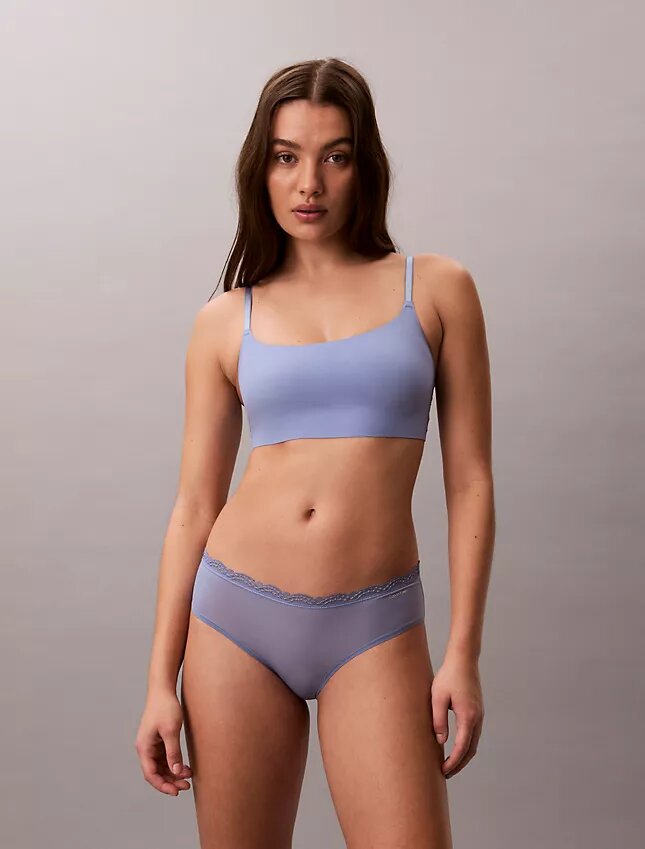 Cueca Hipster em microfibra elástica com renda Cueca Hipster em microfibra elástica com renda