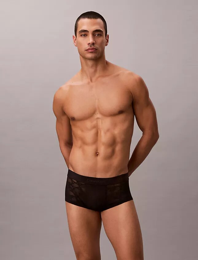 Cueca Low Rise Trunk em renda de microfibra Cueca Low Rise Trunk em renda de microfibra