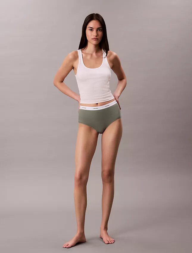 Cueca slip de cintura alta em malha Cotton Stretch de algodão Cueca slip de cintura alta em malha Cotton Stretch de algodão