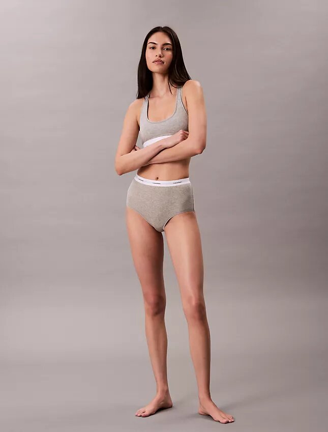 Cueca slip de cintura alta em malha Cotton Stretch de algodão Cueca slip de cintura alta em malha Cotton Stretch de algodão