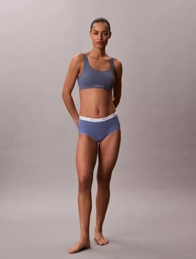 Cueca slip de cintura alta em malha Cotton Stretch de algodão