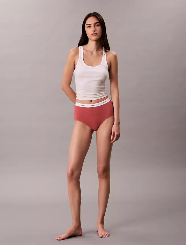 Cueca slip de cintura alta em malha Cotton Stretch de algodão Cueca slip de cintura alta em malha Cotton Stretch de algodão