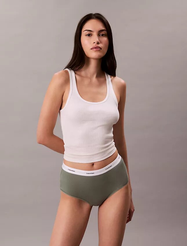 Cueca slip de cintura alta em malha Cotton Stretch de algodão Cueca slip de cintura alta em malha Cotton Stretch de algodão