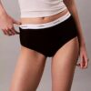 Cueca slip de cintura alta em malha Cotton Stretch de algodão Cueca slip de cintura alta em malha Cotton Stretch de algodão