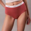 Cueca slip de cintura alta em malha Cotton Stretch de algodão Cueca slip de cintura alta em malha Cotton Stretch de algodão