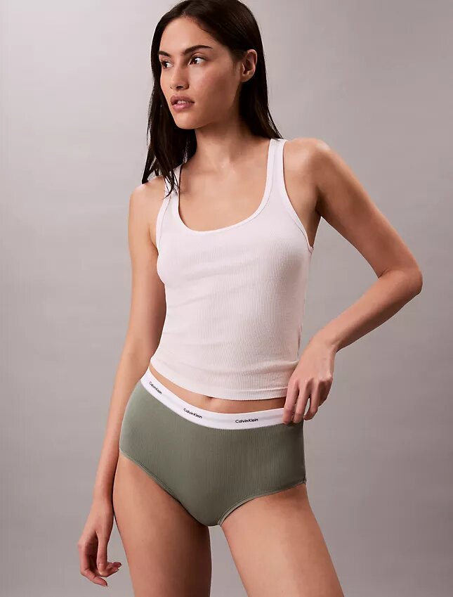 Cueca slip de cintura alta em malha Cotton Stretch de algodão Cueca slip de cintura alta em malha Cotton Stretch de algodão