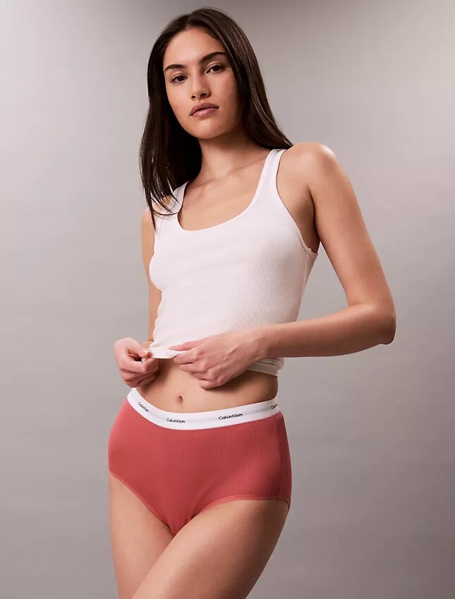 Cueca slip de cintura alta em malha Cotton Stretch de algodão Cueca slip de cintura alta em malha Cotton Stretch de algodão