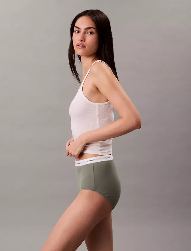 Cueca slip de cintura alta em malha Cotton Stretch de algodão Cueca slip de cintura alta em malha Cotton Stretch de algodão