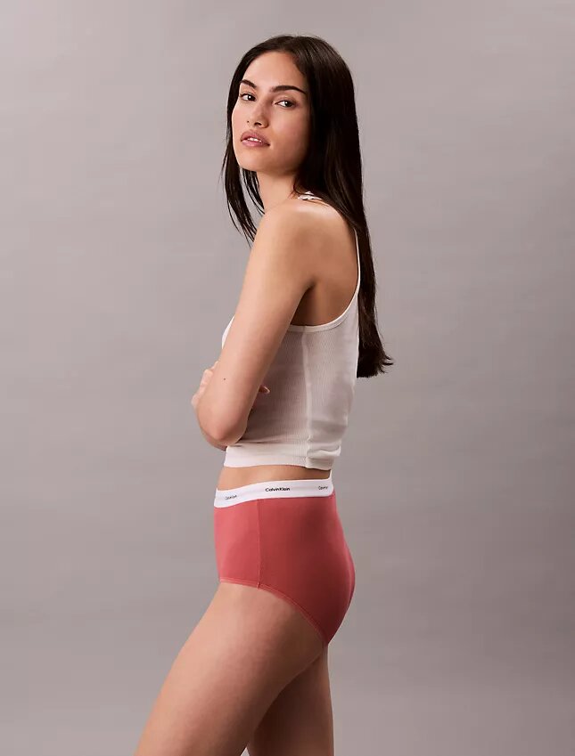 Cueca slip de cintura alta em malha Cotton Stretch de algodão Cueca slip de cintura alta em malha Cotton Stretch de algodão