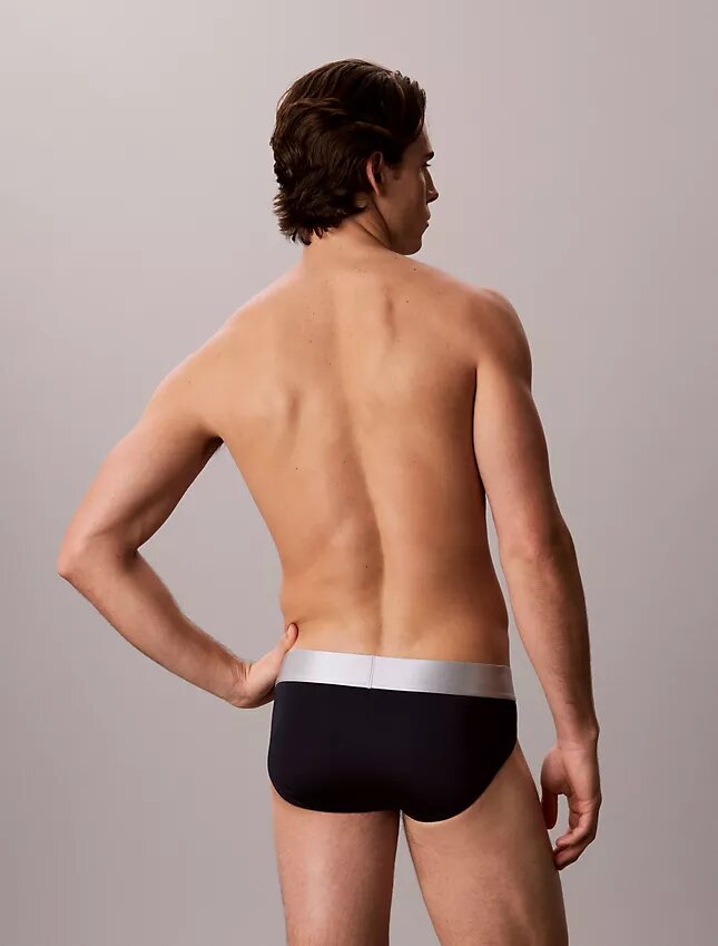 Cueca slip de cintura baixa em microfibra elástica Cueca slip de cintura baixa em microfibra elástica