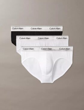 Cueca slip de cintura baixa Icon em Cotton Stretch metalizado, embalagem de 3 unidades
