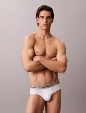 Cueca slip de cintura baixa Icon em Cotton Stretch metalizado, embalagem de 3 unidades
