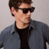Óculos de sol retangulares modificados finos em acetato Óculos de sol retangulares modificados finos em acetato