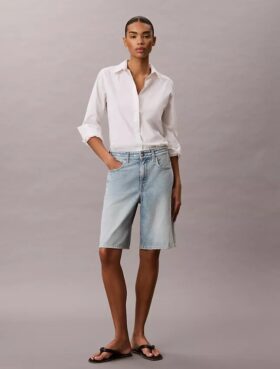 Denim Bermudas com logótipo