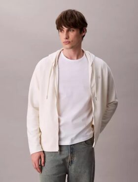 Hoodie descontraído em bouclé de mistura de algodão