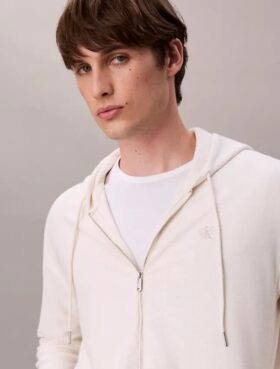Hoodie descontraído em bouclé de mistura de algodão