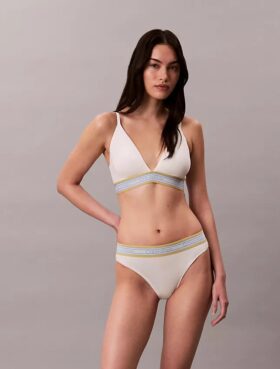 Icon Bralette triangular com riscas em algodão e Modal, com forro leve
