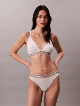 Icon Bralette triangular com riscas em algodão e Modal, com forro leve