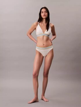 Icon Bralette triangular com riscas em algodão e Modal, com forro leve