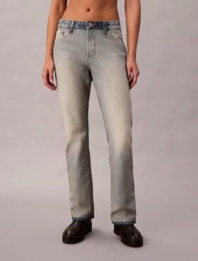 Jeans Bootcut descontraídos com ouropel