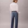 Jeans de algodão e linho com corte reto dos anos 90 Jeans de algodão e linho com corte reto dos anos 90