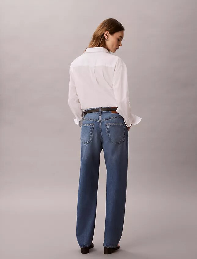 Jeans de algodão e linho com corte reto dos anos 90 Jeans de algodão e linho com corte reto dos anos 90