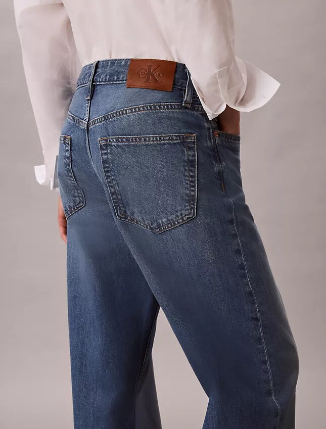 Jeans de algodão e linho com corte reto dos anos 90 Jeans de algodão e linho com corte reto dos anos 90