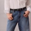 Jeans de algodão e linho com corte reto dos anos 90 Jeans de algodão e linho com corte reto dos anos 90