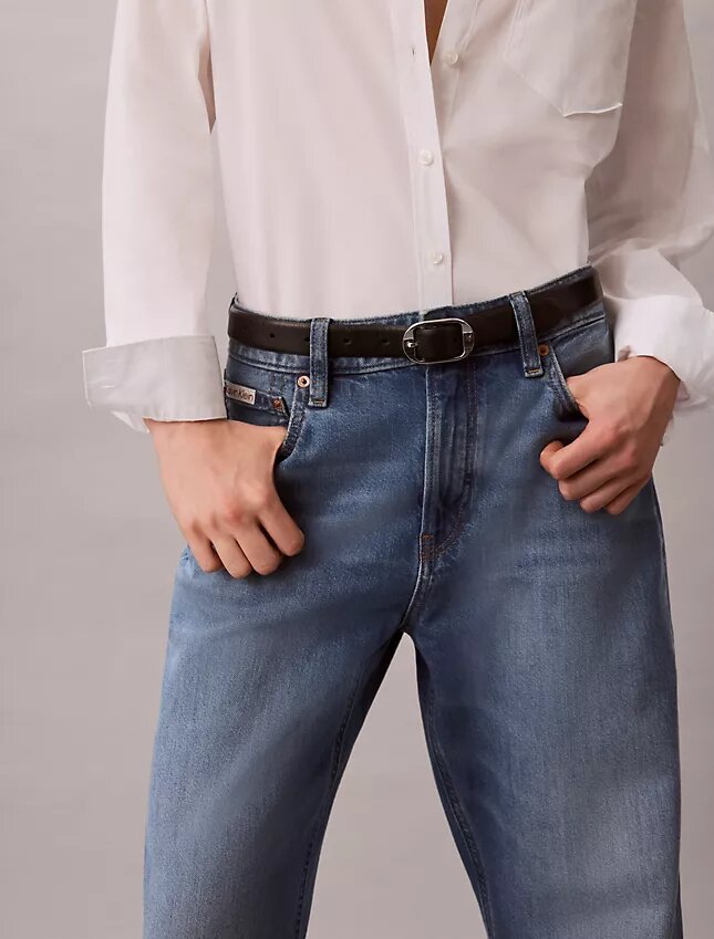 Jeans de algodão e linho com corte reto dos anos 90 Jeans de algodão e linho com corte reto dos anos 90