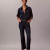 Jeans de cintura alta, curtos e largos Jeans de cintura alta, curtos e largos