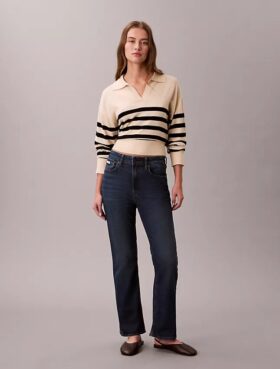 Jeans de cintura alta, curtos e largos