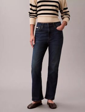 Jeans de cintura alta, curtos e largos