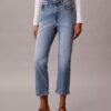 Jeans de cintura alta, curtos e largos Jeans de cintura alta, curtos e largos