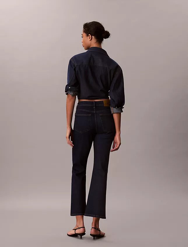 Jeans de cintura alta, curtos e largos Jeans de cintura alta, curtos e largos