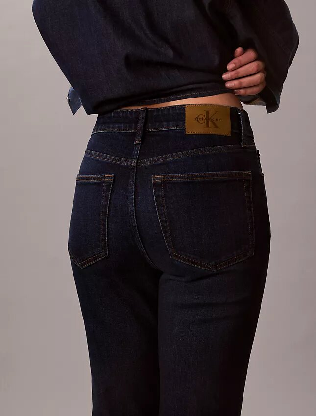 Jeans de cintura alta, curtos e largos Jeans de cintura alta, curtos e largos