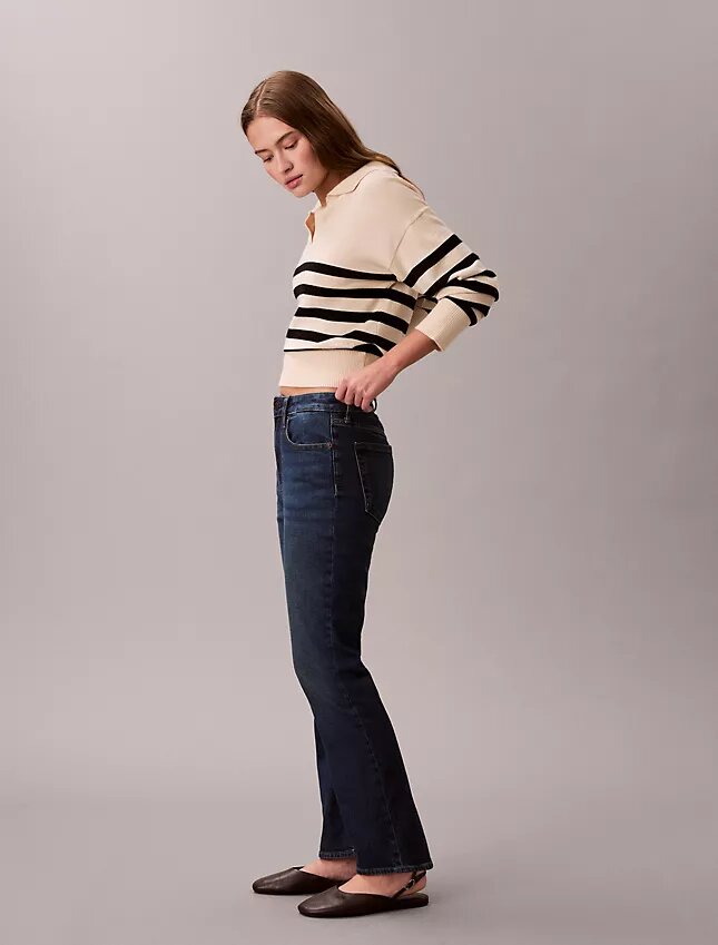 Jeans de cintura alta, curtos e largos Jeans de cintura alta, curtos e largos