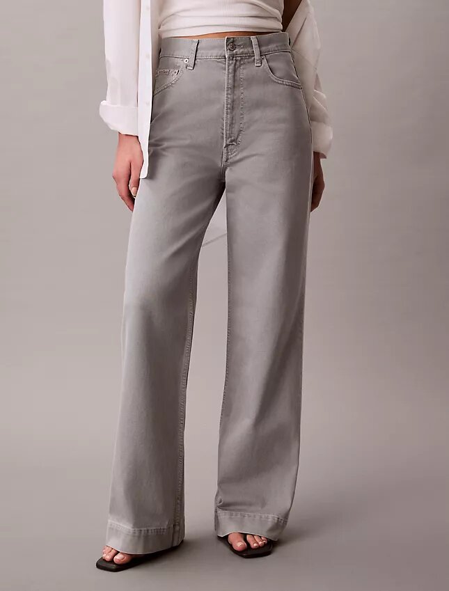 Jeans de cintura superalta e perna larga Jeans de cintura superalta e perna larga