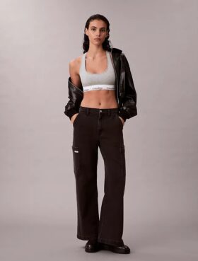 Jeans de ganga cargo de perna larga