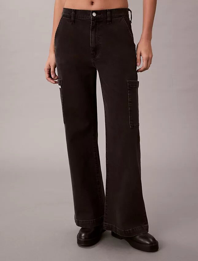 Jeans de ganga cargo de perna larga Jeans de ganga cargo de perna larga