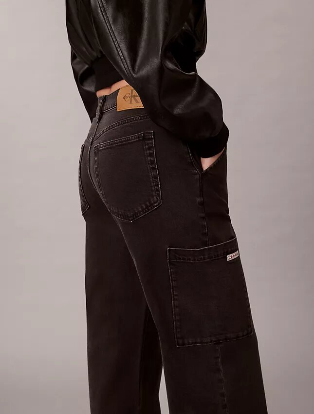 Jeans de ganga cargo de perna larga Jeans de ganga cargo de perna larga