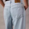 Jeans de ganga de perna larga em mistura de linho Jeans de ganga de perna larga em mistura de linho